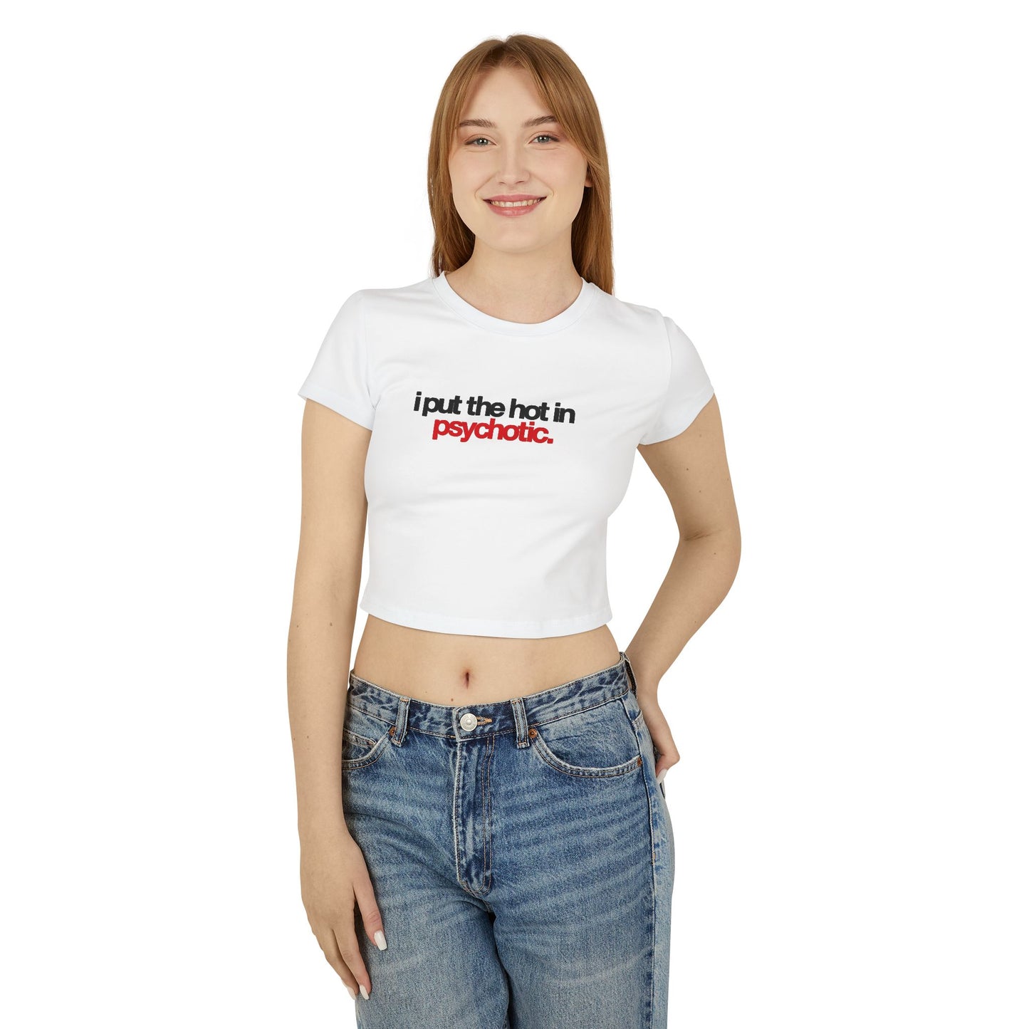 Vintage Women's Baby Tee - 'I Put the Hot in Psychotic' Y2K Design